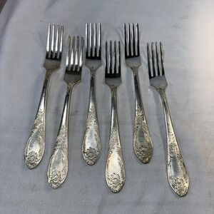 Kolchugin Vintage Silver Plated Cupronickel Melchior Forks Made in USSR Set of 6